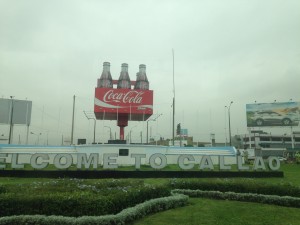 This is the Coca-Cola sign outside the Lima airport, which we saw leaving the airport upon arriving to Peru and the next morning when we left for the next leg in our journey. This is the Coca-Cola sign outside the Lima airport, which we saw leaving the airport upon arriving to Peru and the next morning when we left for the next leg in our journey.