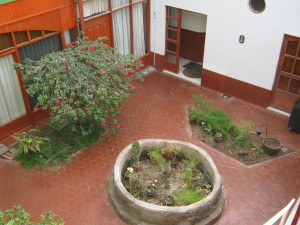 Here is a view down to the beautiful courtyard in our hostal. Here is a view down to the beautiful courtyard in our hostal.